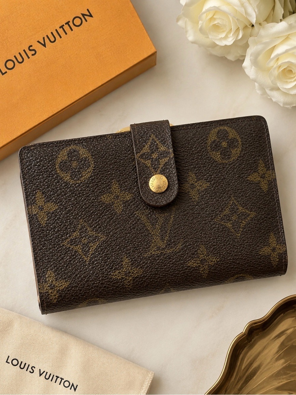 LOUIS VUITTON MONOGRAM PORTE MONNAIE BILLETS VIENNOIS KISSLOCK WALLET